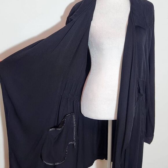 Stoosh Black Open-Front Long Jacket Size XL Stoosh Long Black Jacket - Picture 4 of 8